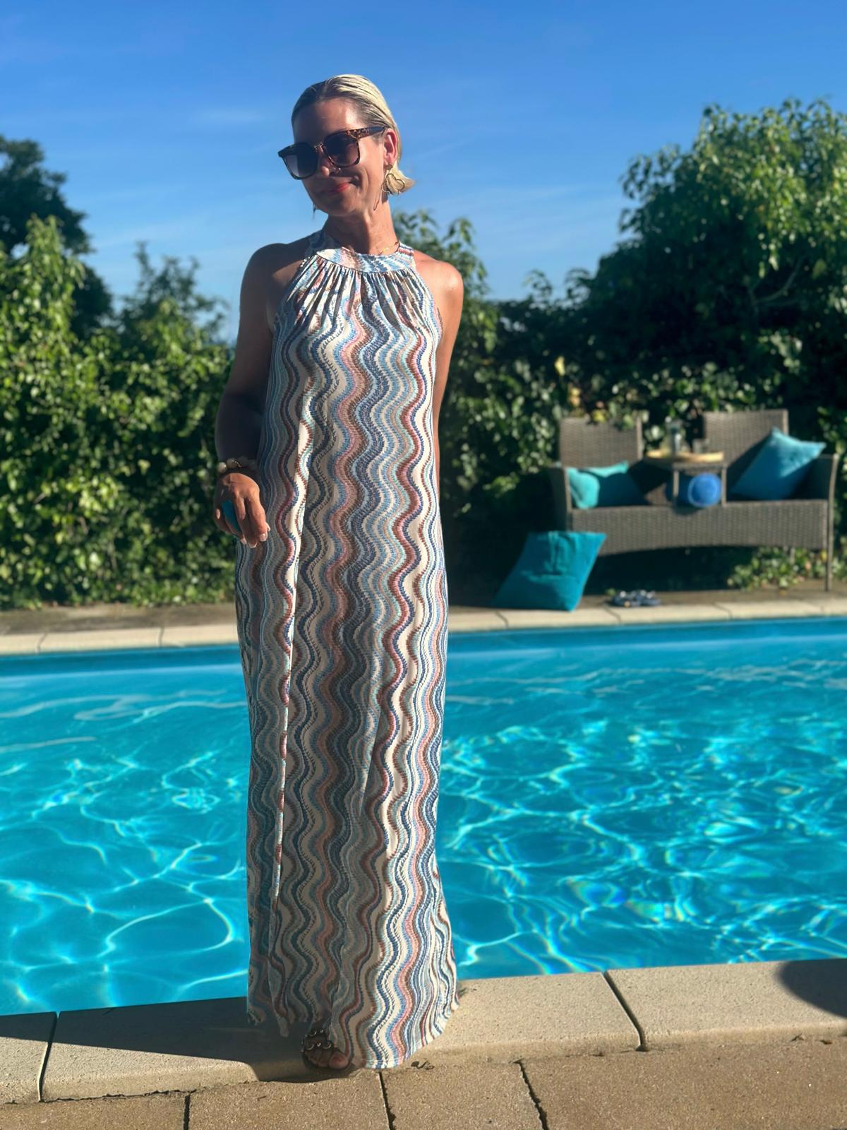 „Wave Love“ Maxikleid in Hellblau