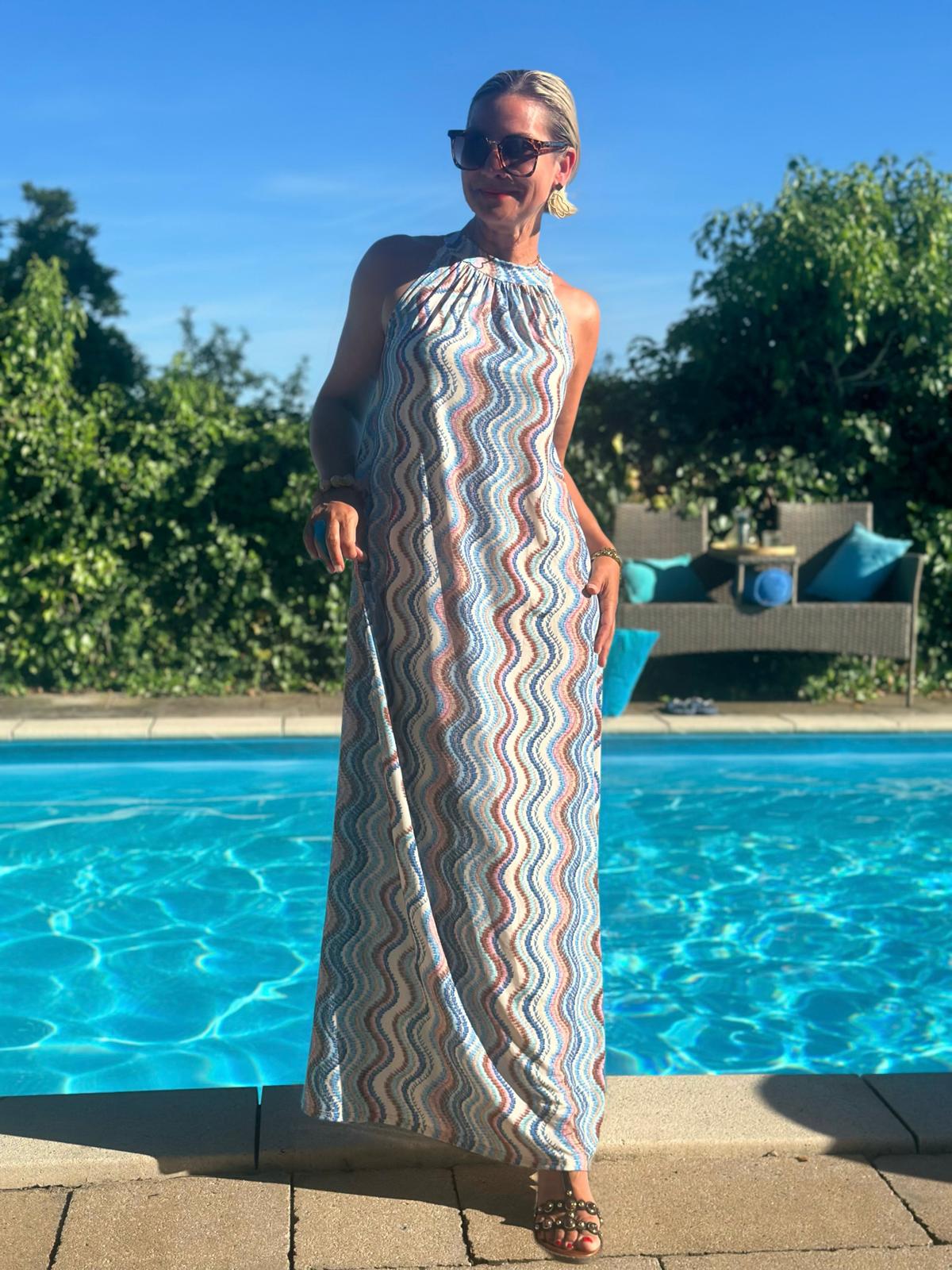 „Wave Love“ Maxikleid in Hellblau