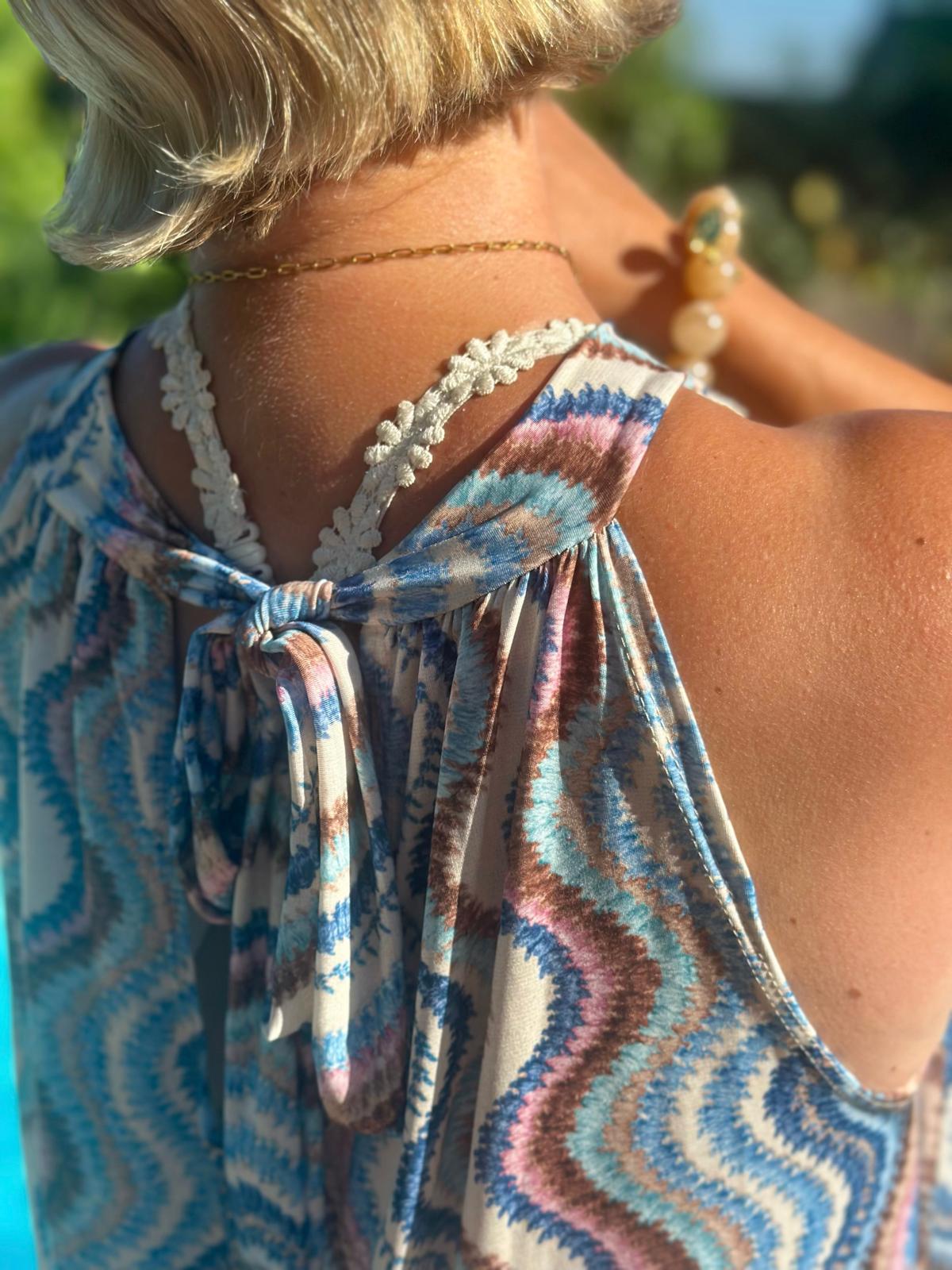 „Wave Love“ Maxikleid in Hellblau