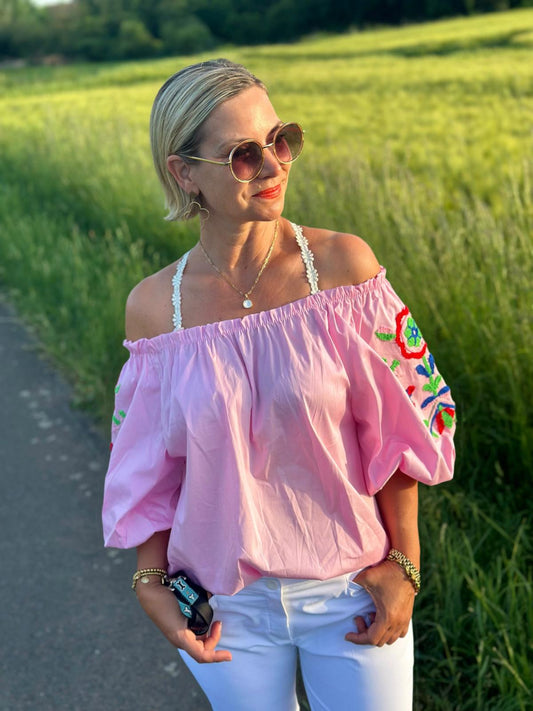 Boho Bluse „Summer Bloom“ Rosa