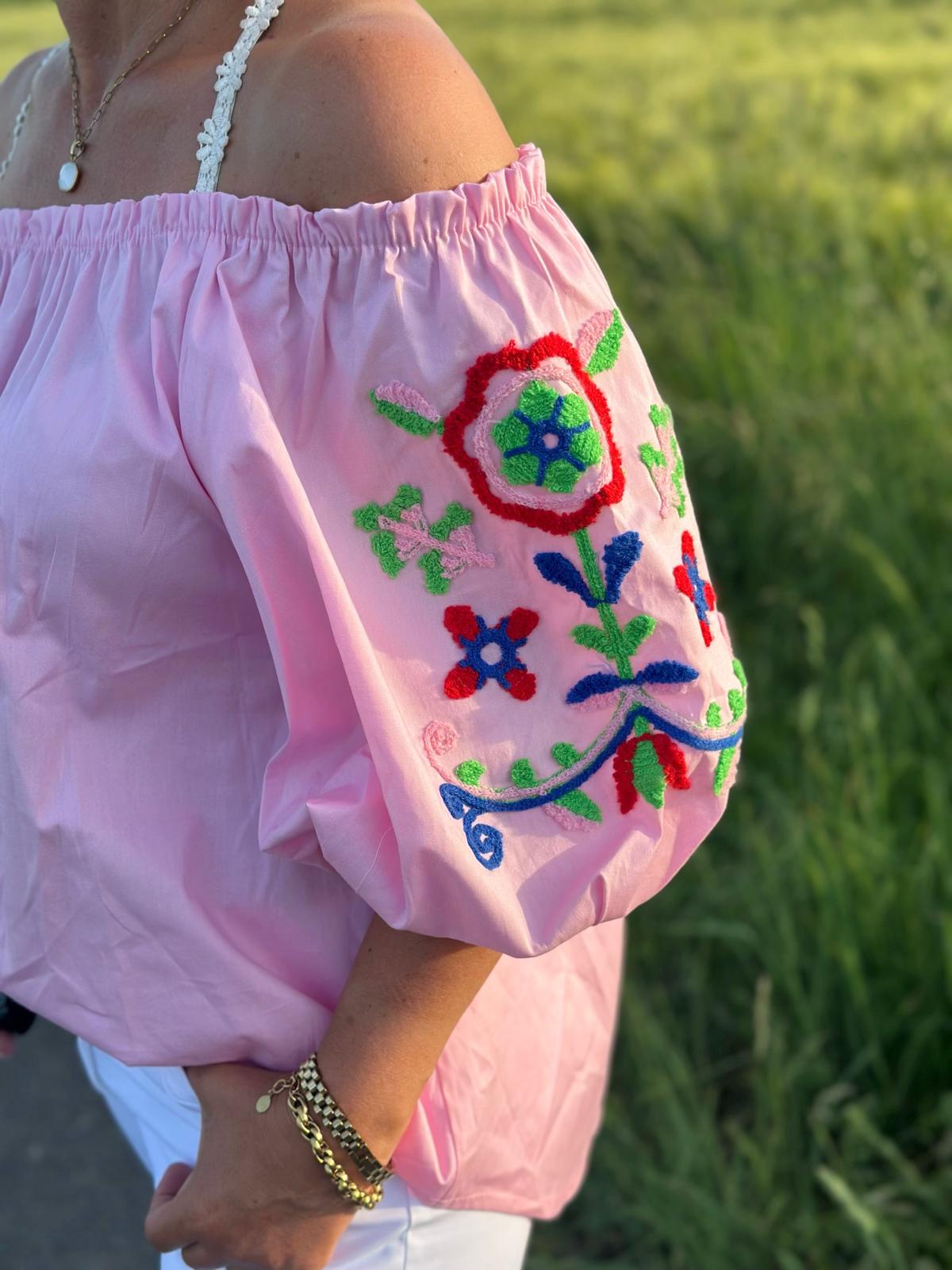 Boho Bluse „Summer Bloom“ Rosa