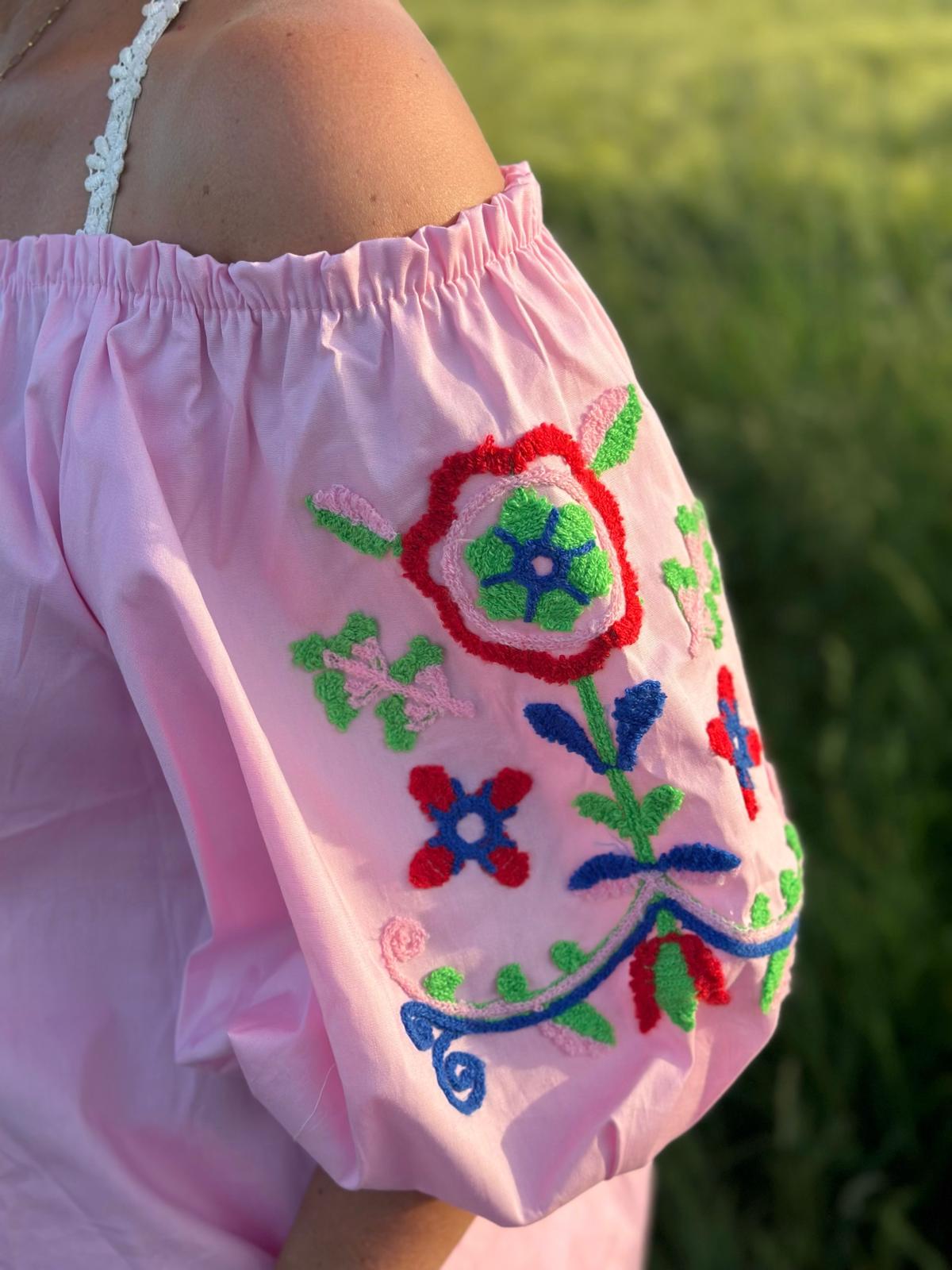 Boho Bluse „Summer Bloom“ Rosa