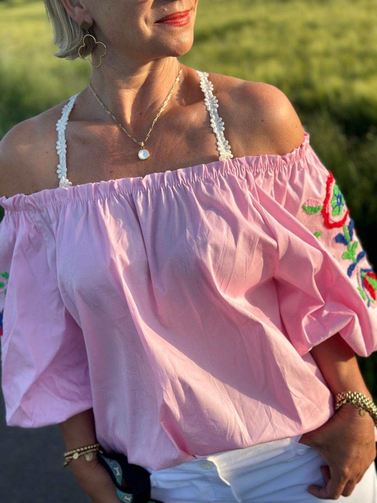 Boho Bluse „Summer Bloom“ Rosa