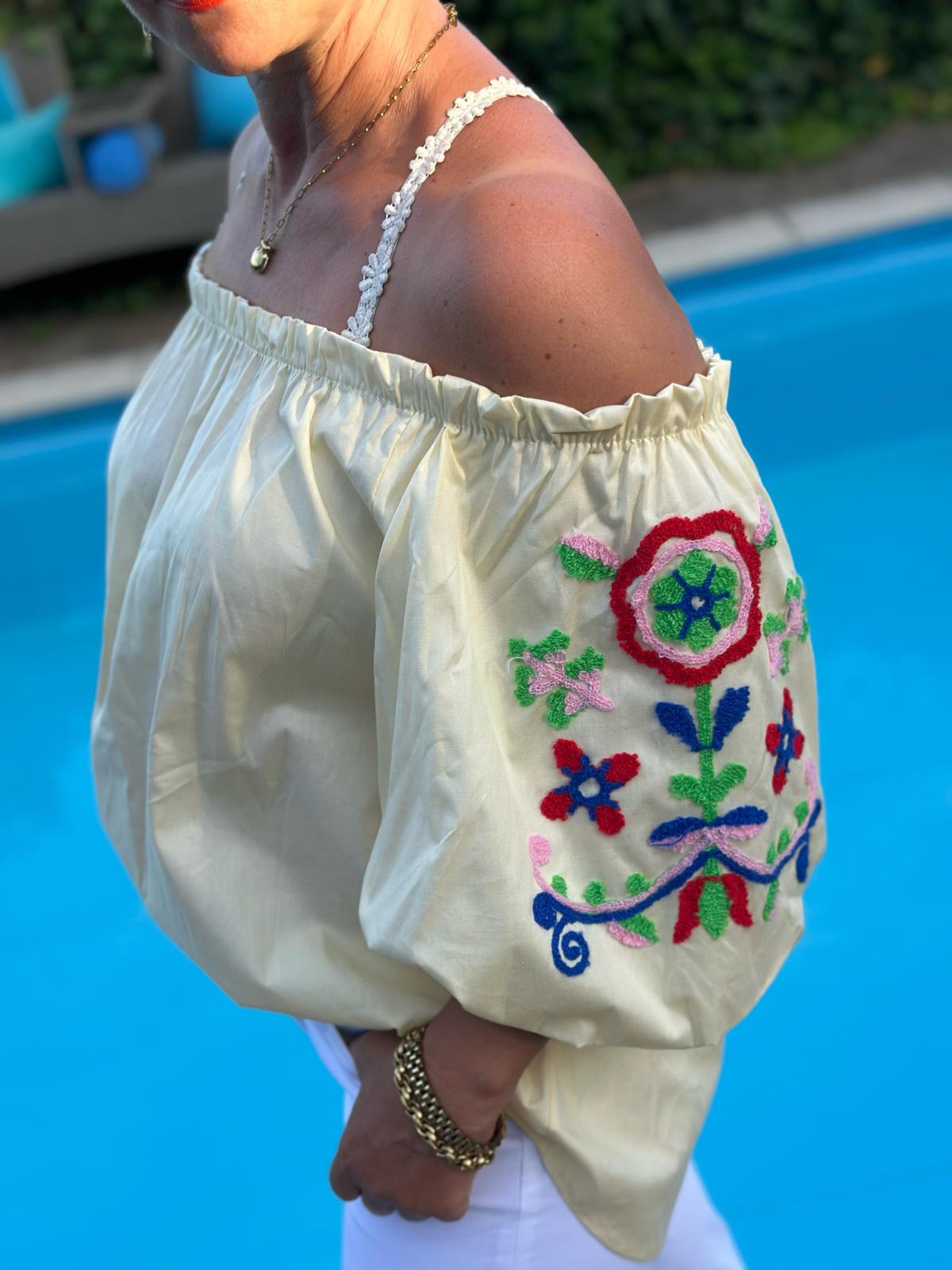 Boho Bluse „Summer Bloom“ Light Gelb
