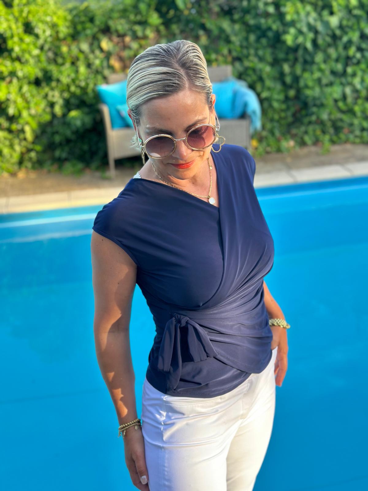 Wickeltop „Saint Tropez“ in Navy