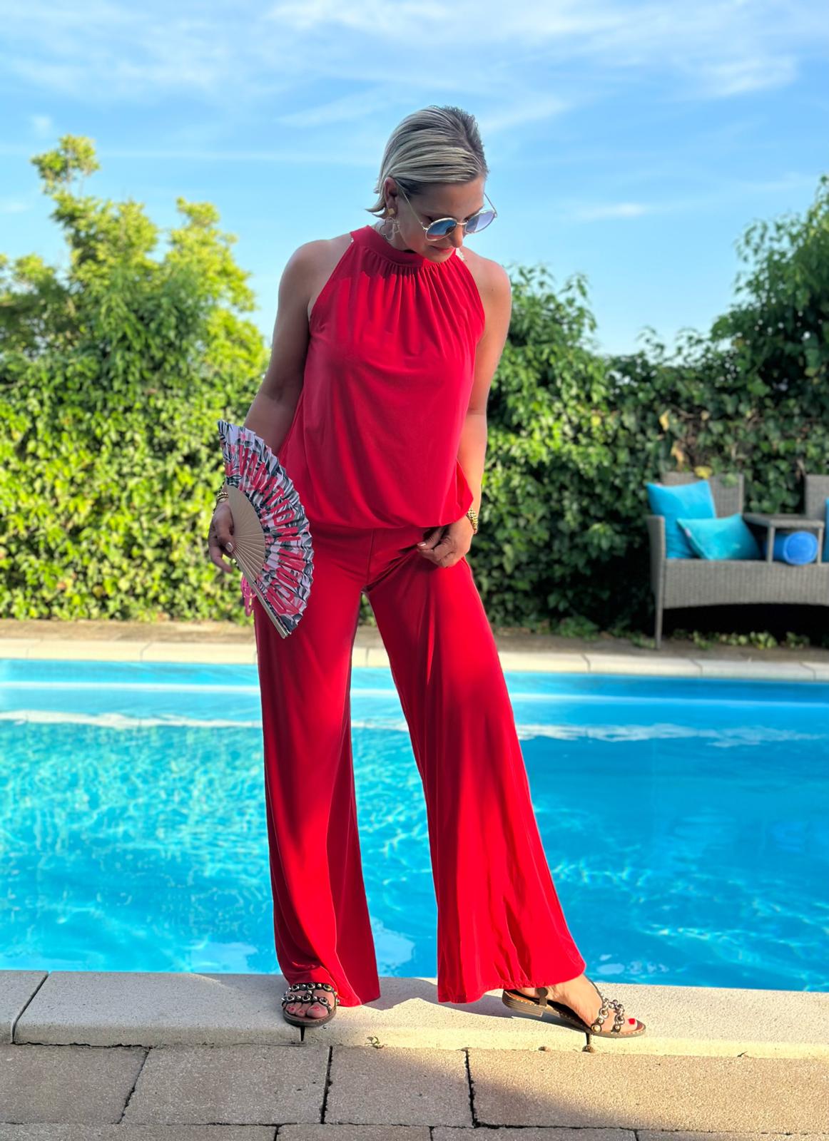 Palazzohose „Summer Glow“ – Kirschrot