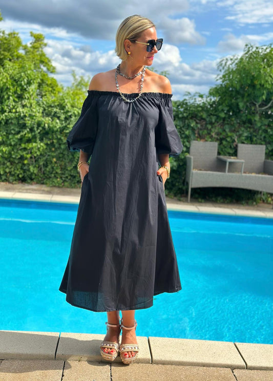 Off-Shoulder Kleid „Bella Notte“ – Schwarz