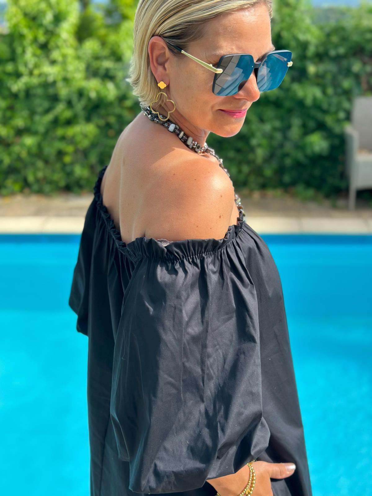 Off-Shoulder Kleid „Bella Notte“ – Schwarz