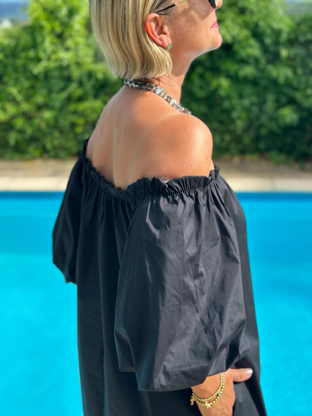 Off-Shoulder Kleid „Bella Notte“ – Schwarz