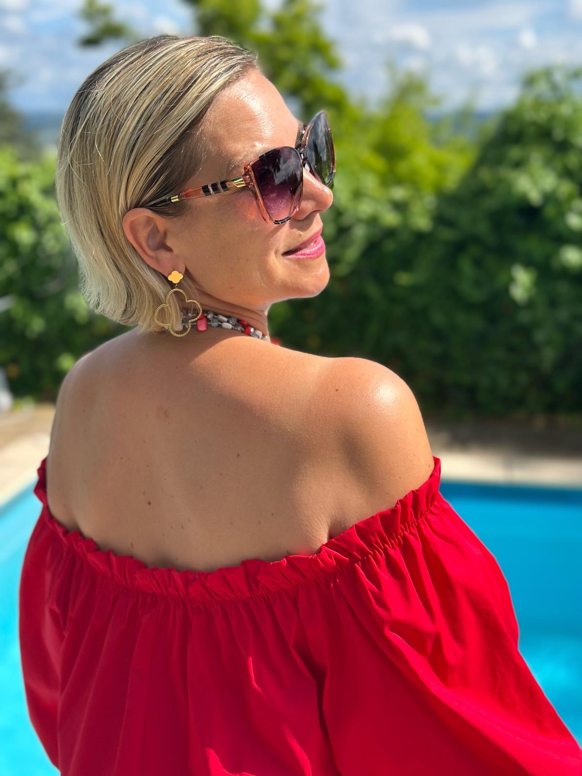 Off-Shoulder Kleid „Bella Rosso“ – Rot