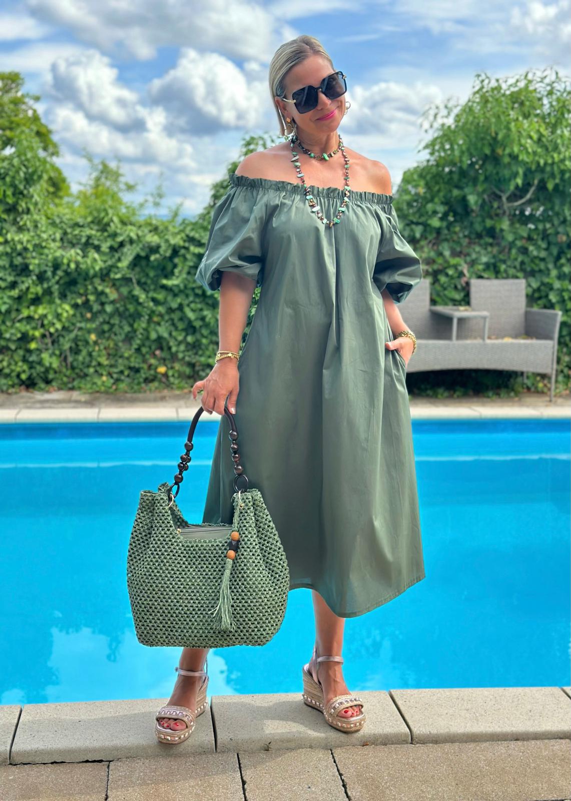 Off-Shoulder Kleid „Bella Verde“ – Grün
