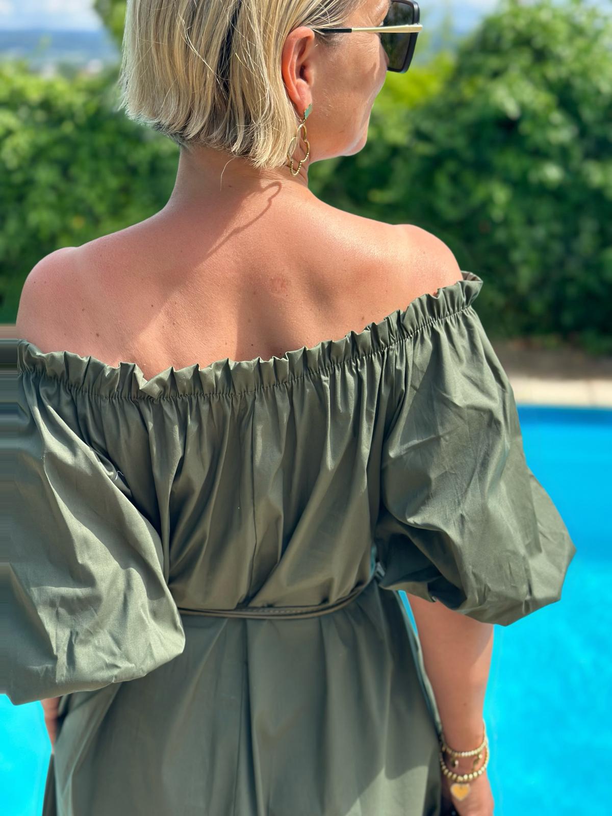 Off-Shoulder Kleid „Bella Verde“ – Grün