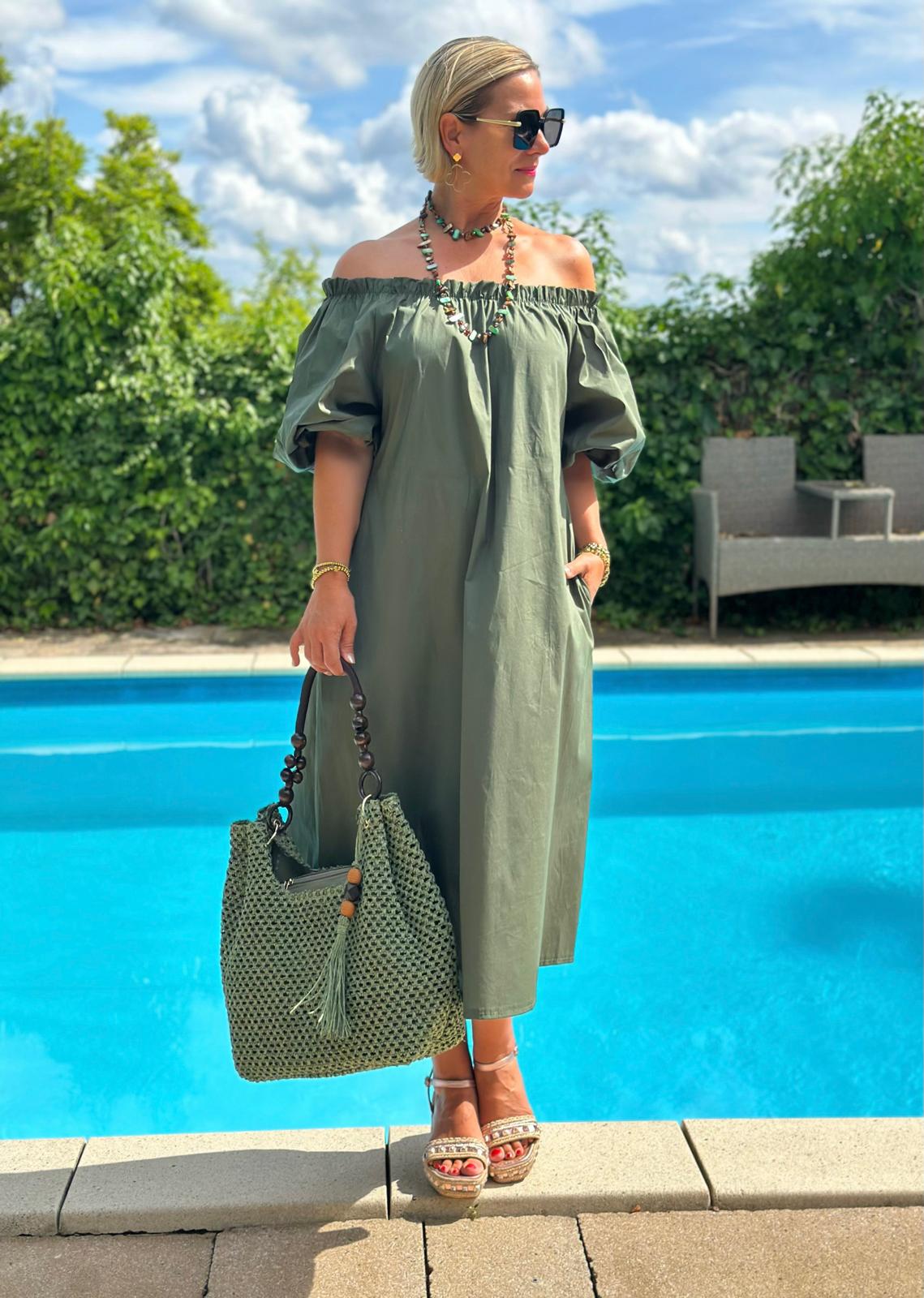 Off-Shoulder Kleid „Bella Verde“ – Grün