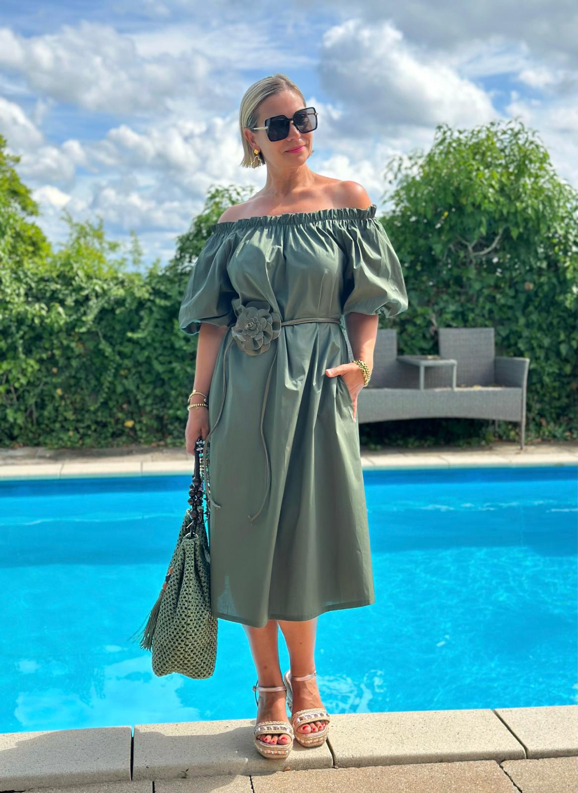 Off-Shoulder Kleid „Bella Verde“ – Grün