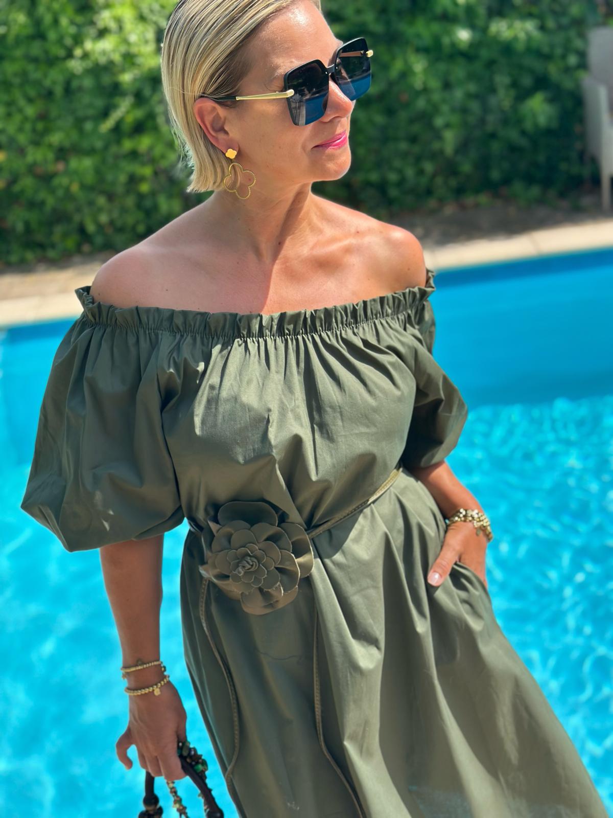Off-Shoulder Kleid „Bella Verde“ – Grün