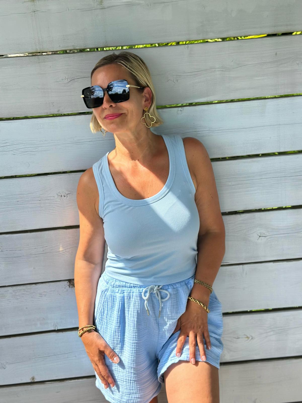 Musselin Shorts „Summer Breeze“ – Hellblau