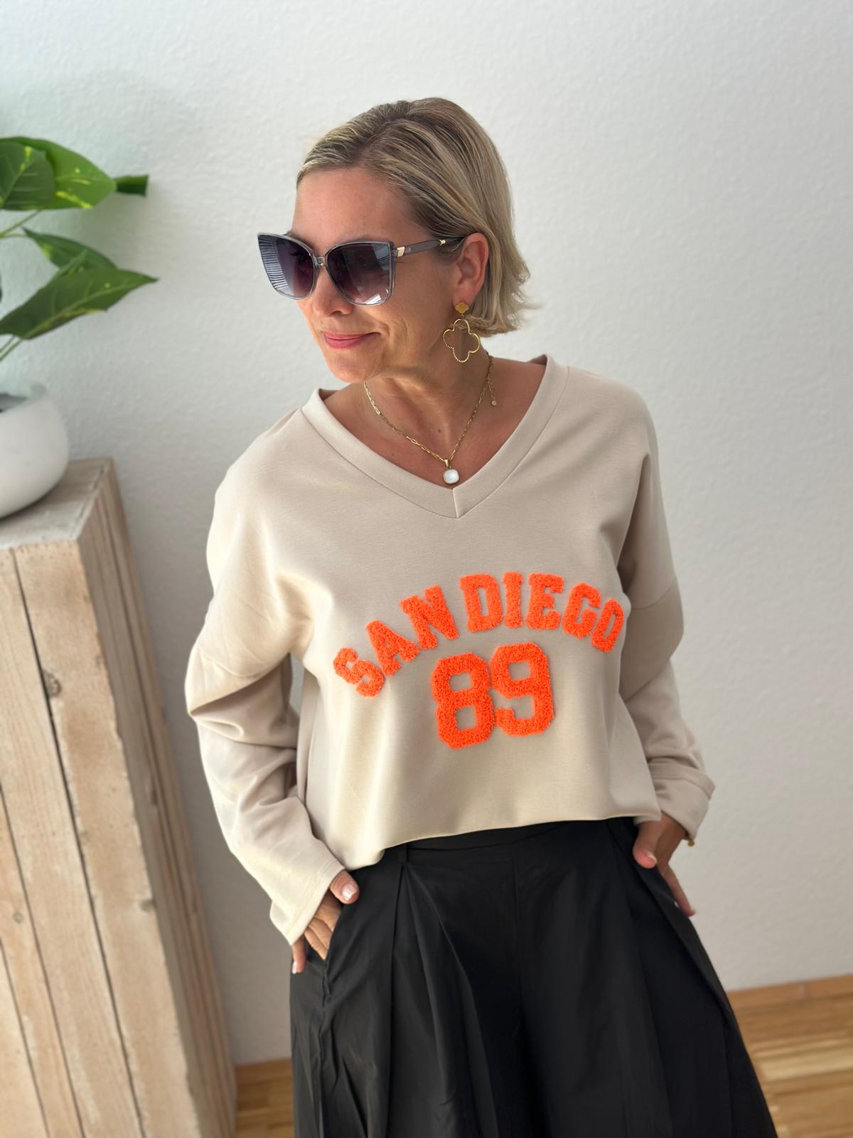 Sweatshirt „SAN DIEGO“ – Beige / Orange