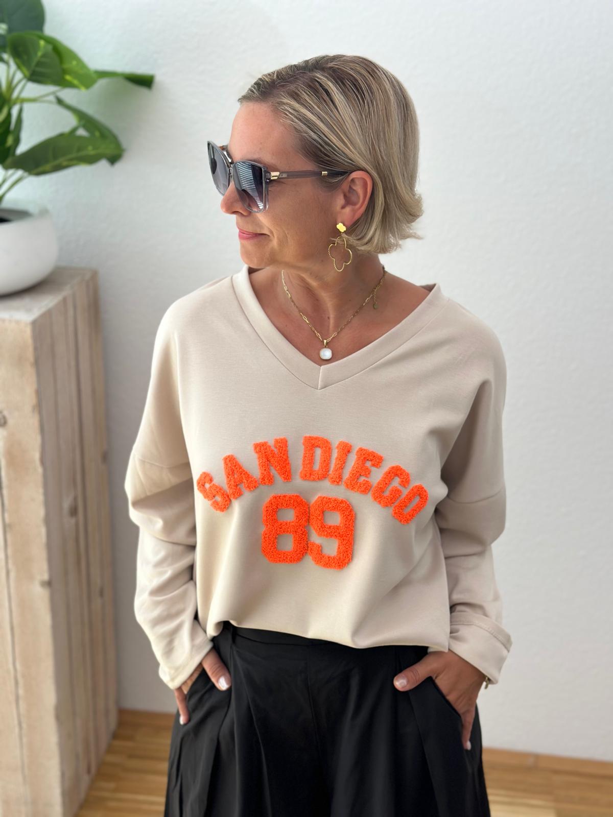 Sweatshirt „SAN DIEGO“ – Beige / Orange