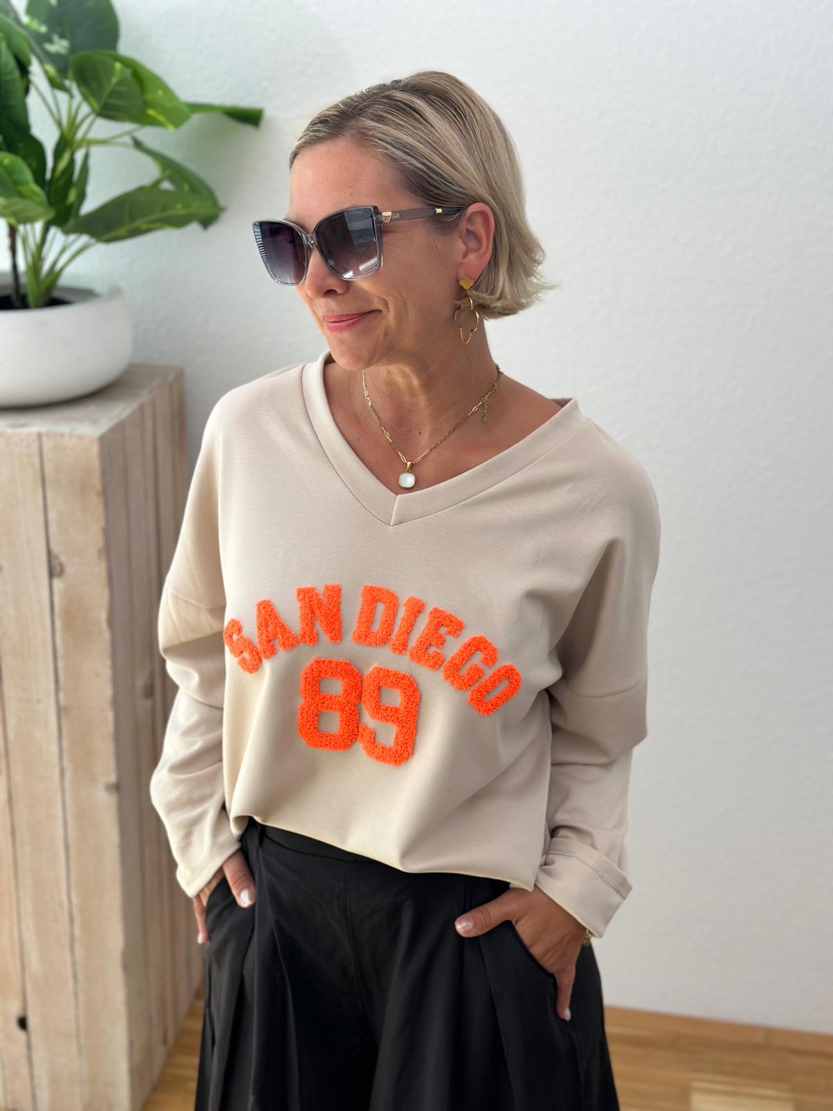 Sweatshirt „SAN DIEGO“ – Beige / Orange