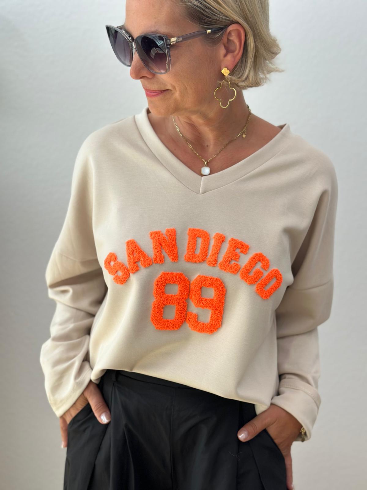 Sweatshirt „SAN DIEGO“ – Beige / Orange