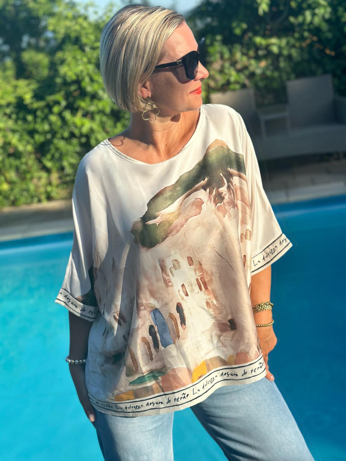 Shirt „Amalfi Dreams“ in Cremé