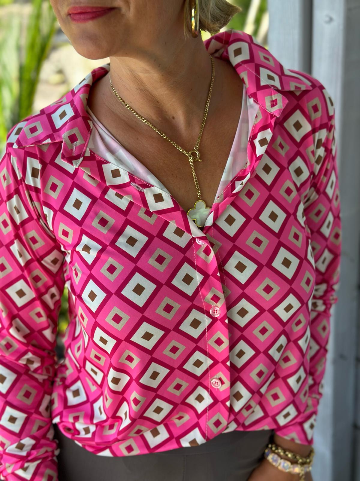 Bluse „Retro Chic“ in Flashy Pink