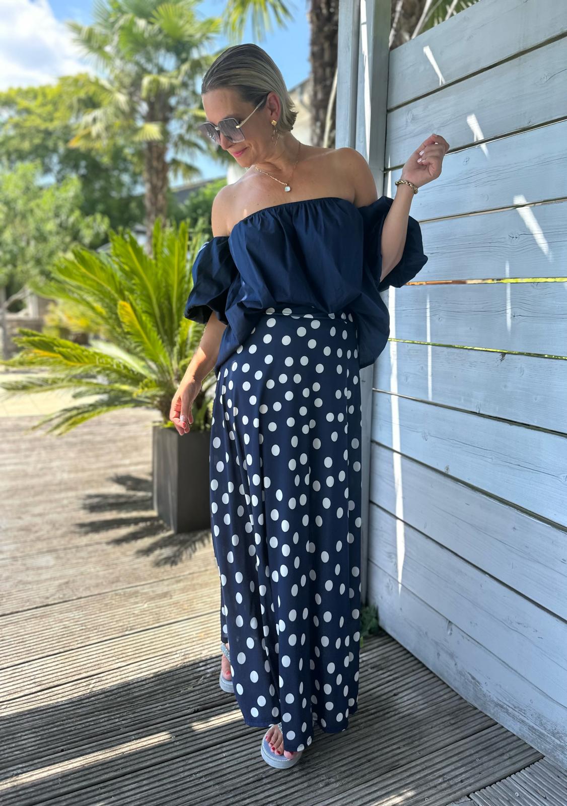 Kurze Bluse „Dolce Bianca“ in Navy