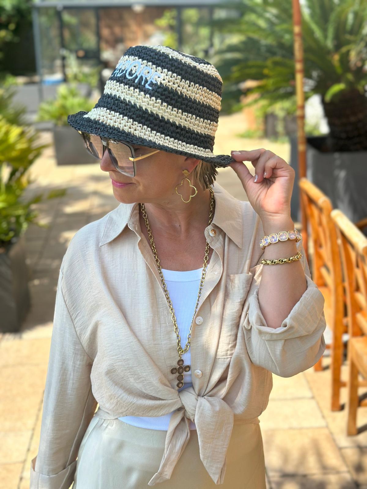 Bluse "Monaco Chic" in Dark Beige