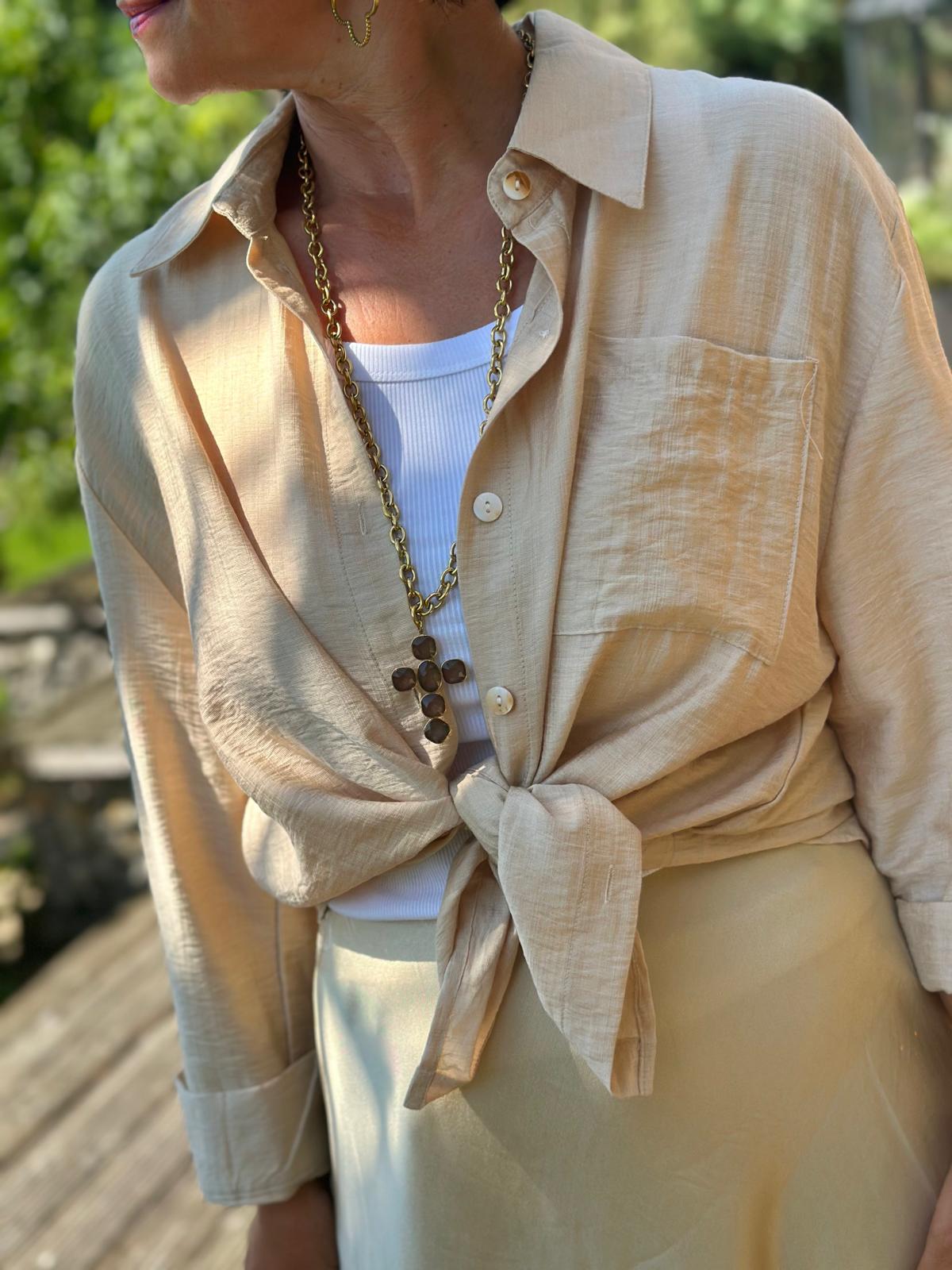 Bluse "Monaco Chic" in Dark Beige