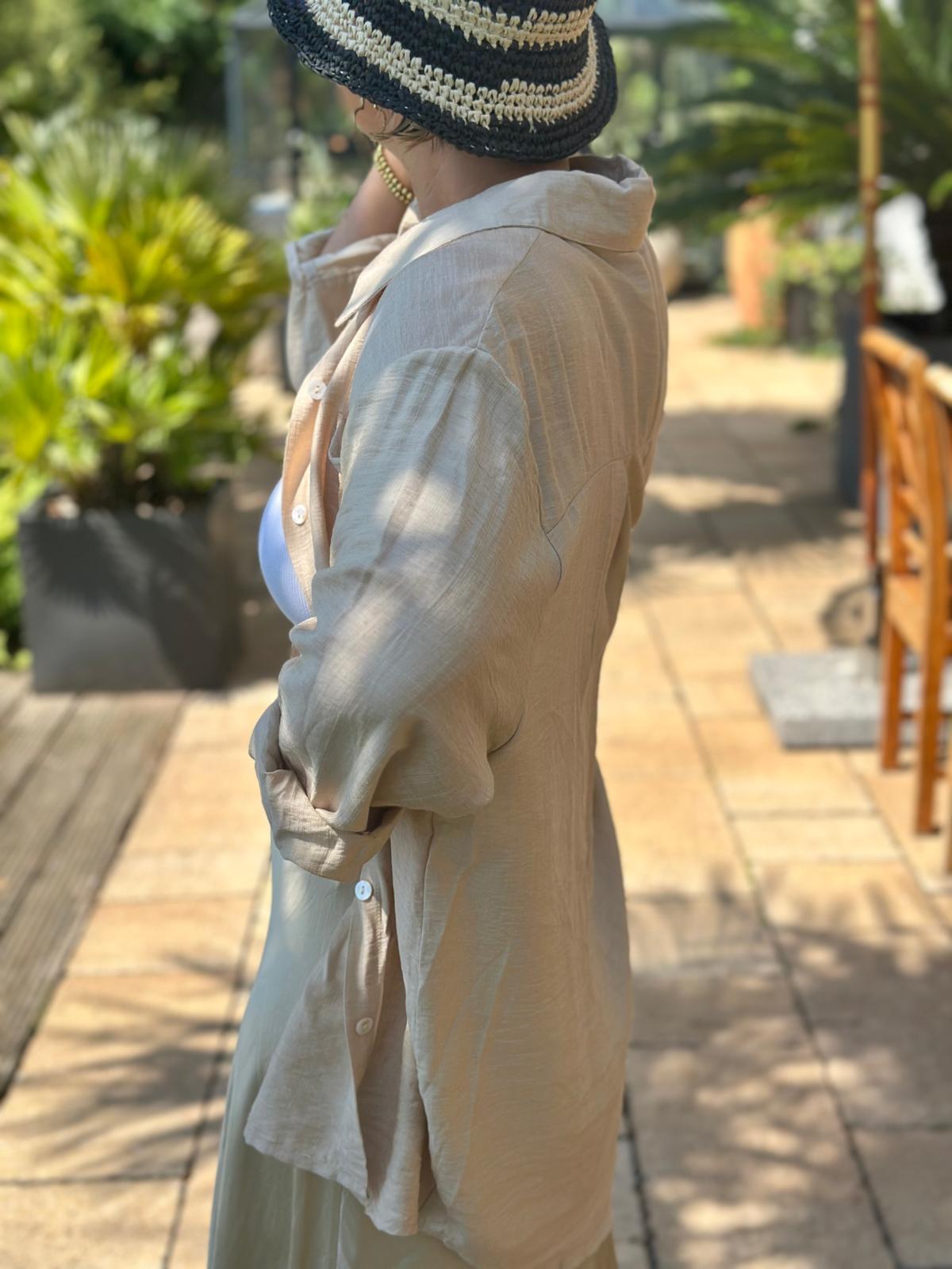 Bluse "Monaco Chic" in Dark Beige