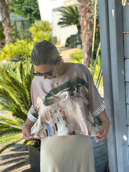 Shirt „Amalfi Dreams“ in Taupé