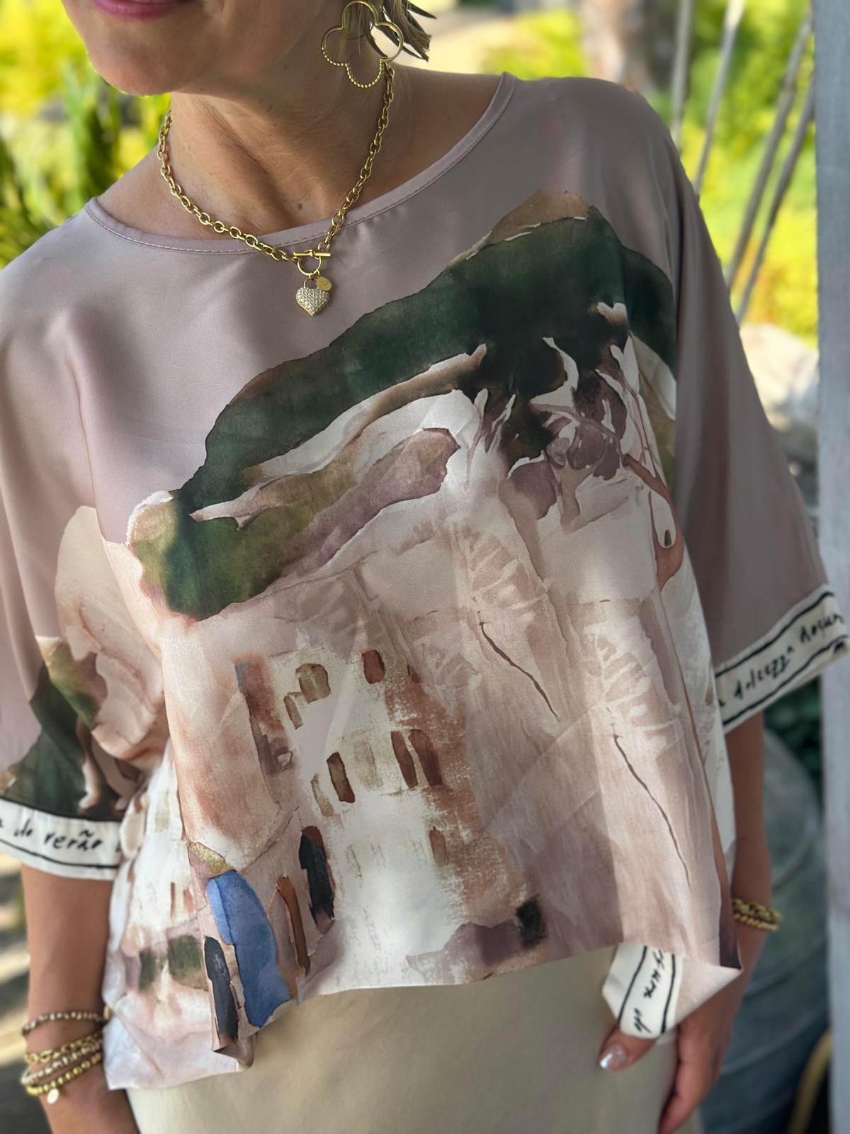 Shirt „Amalfi Dreams“ in Taupé
