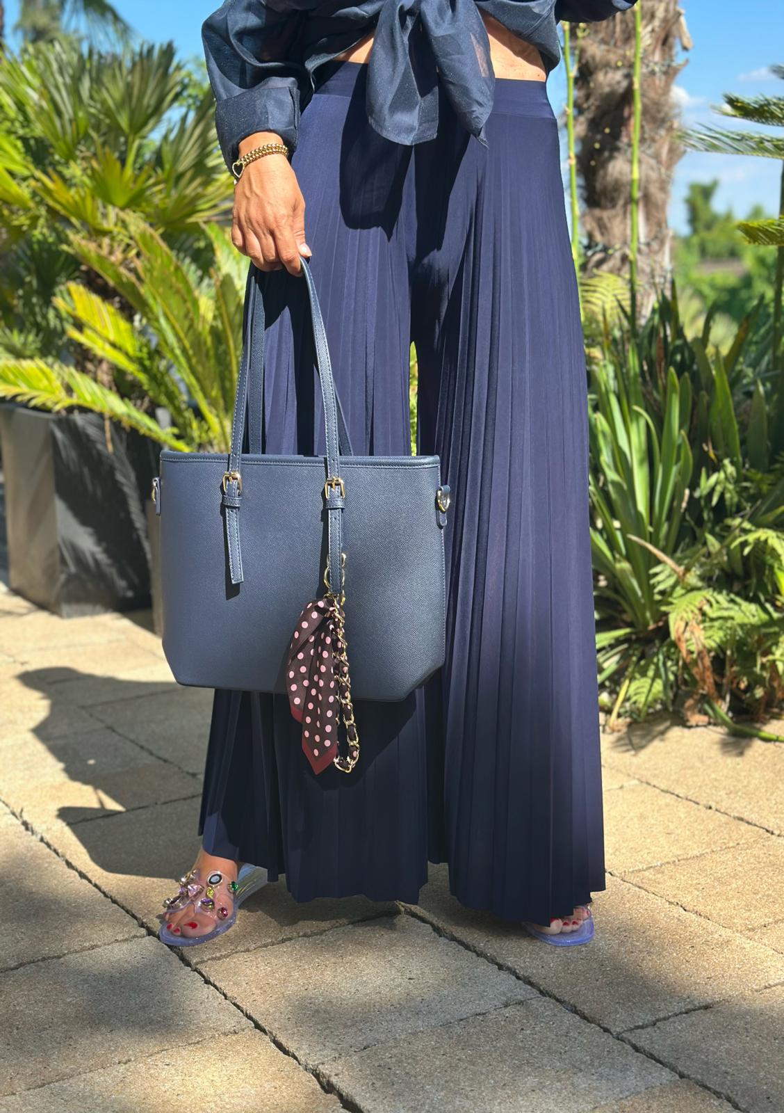 Plissee Kofferhose „Capri Navy"