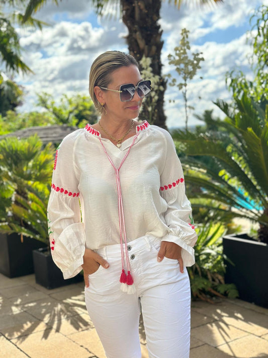 Bluse "Summer by the Sea" in Pink