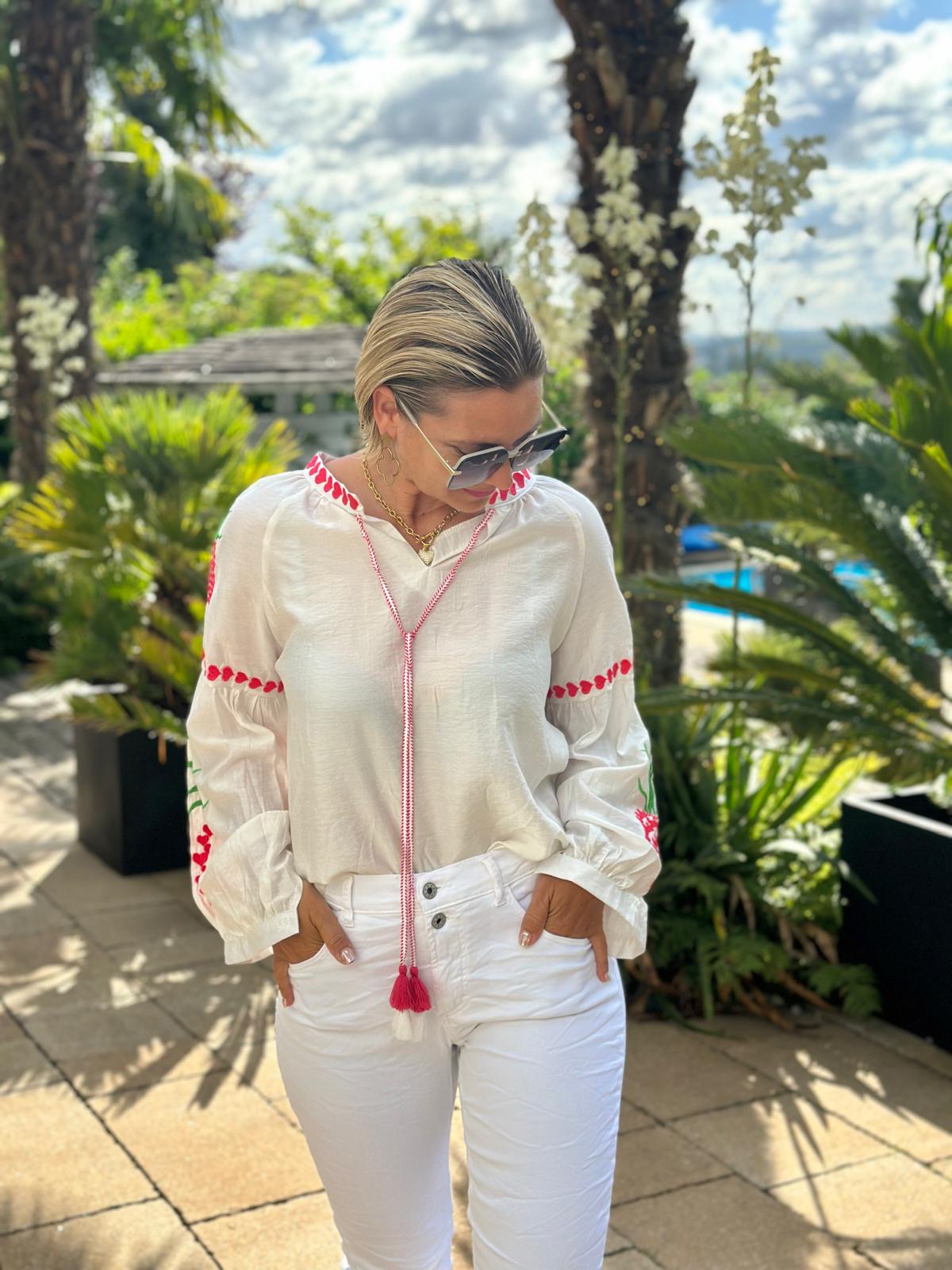 Bluse "Summer by the Sea" in Pink