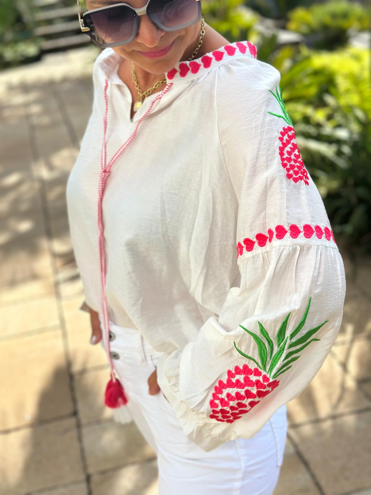 Bluse "Summer by the Sea" in Pink