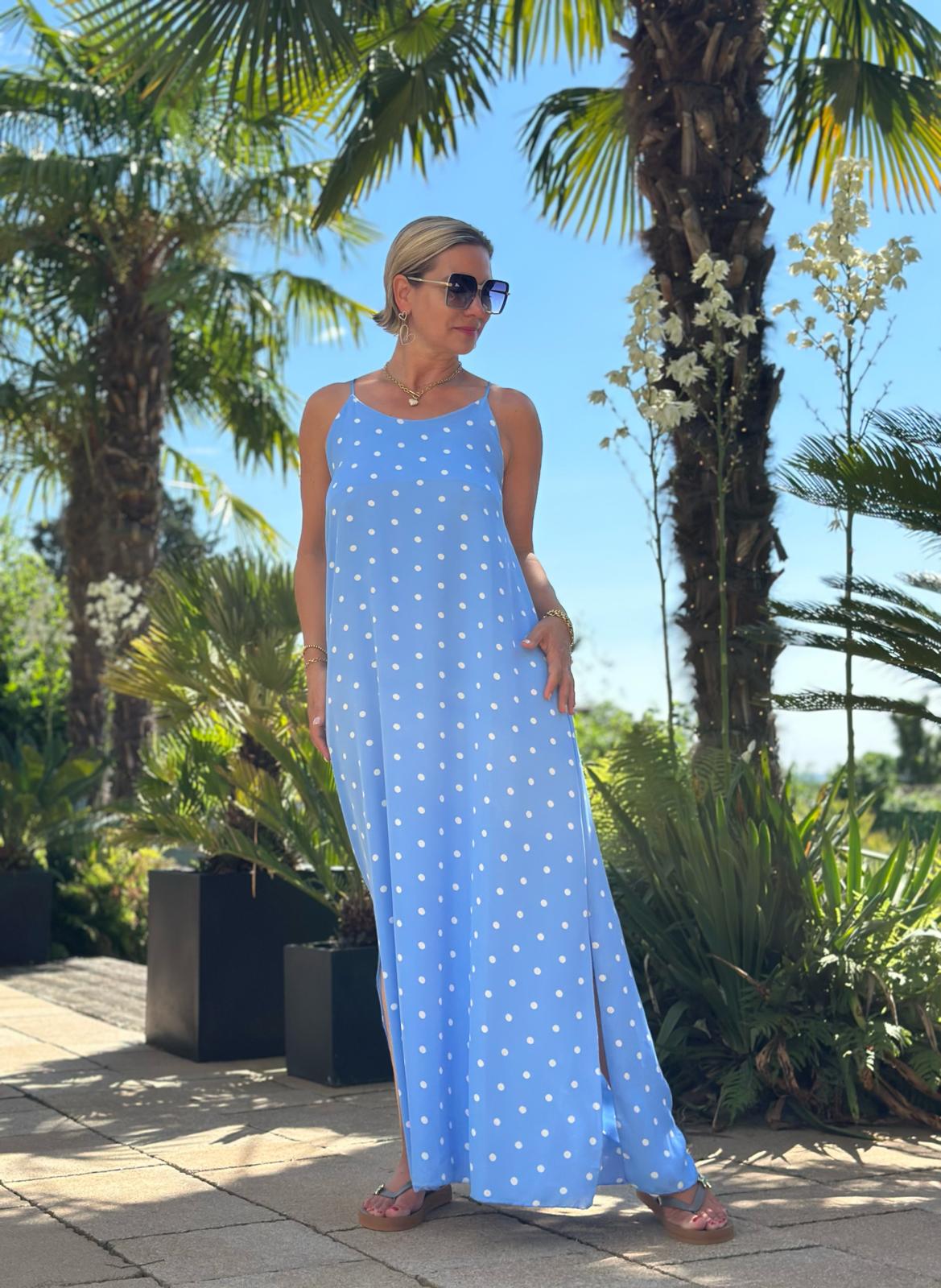 Maxikleid "DOLCE DOTS" in Hellblau