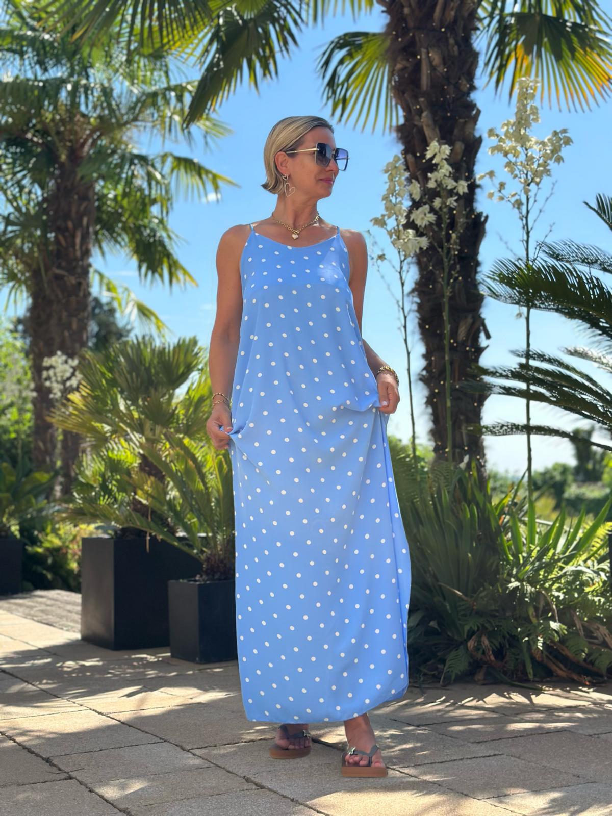 Maxikleid "DOLCE DOTS" in Hellblau