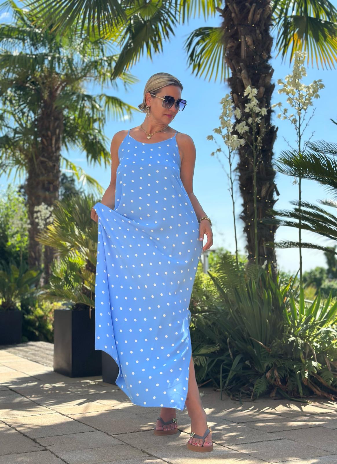 Maxikleid "DOLCE DOTS" in Hellblau