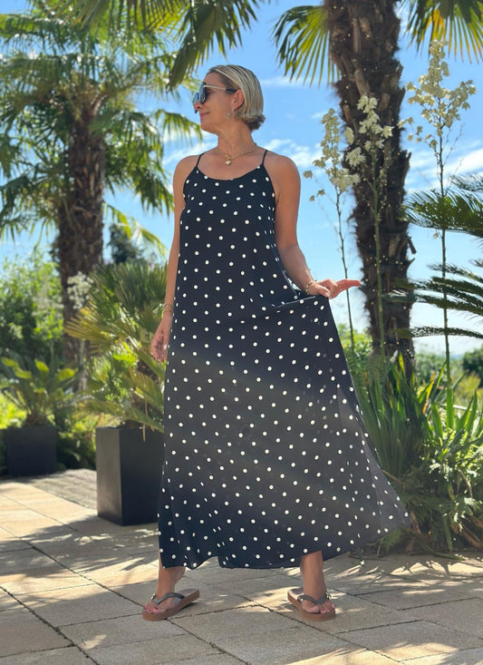 Maxikleid "DOLCE DOTS" in Schwarz