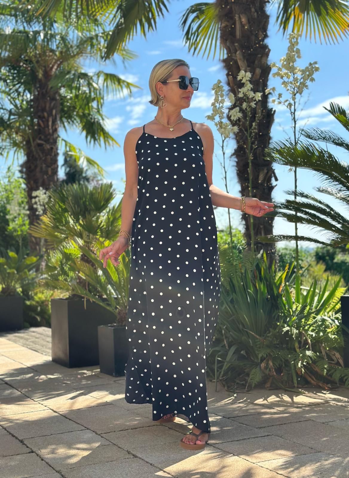 Maxikleid "DOLCE DOTS" in Schwarz
