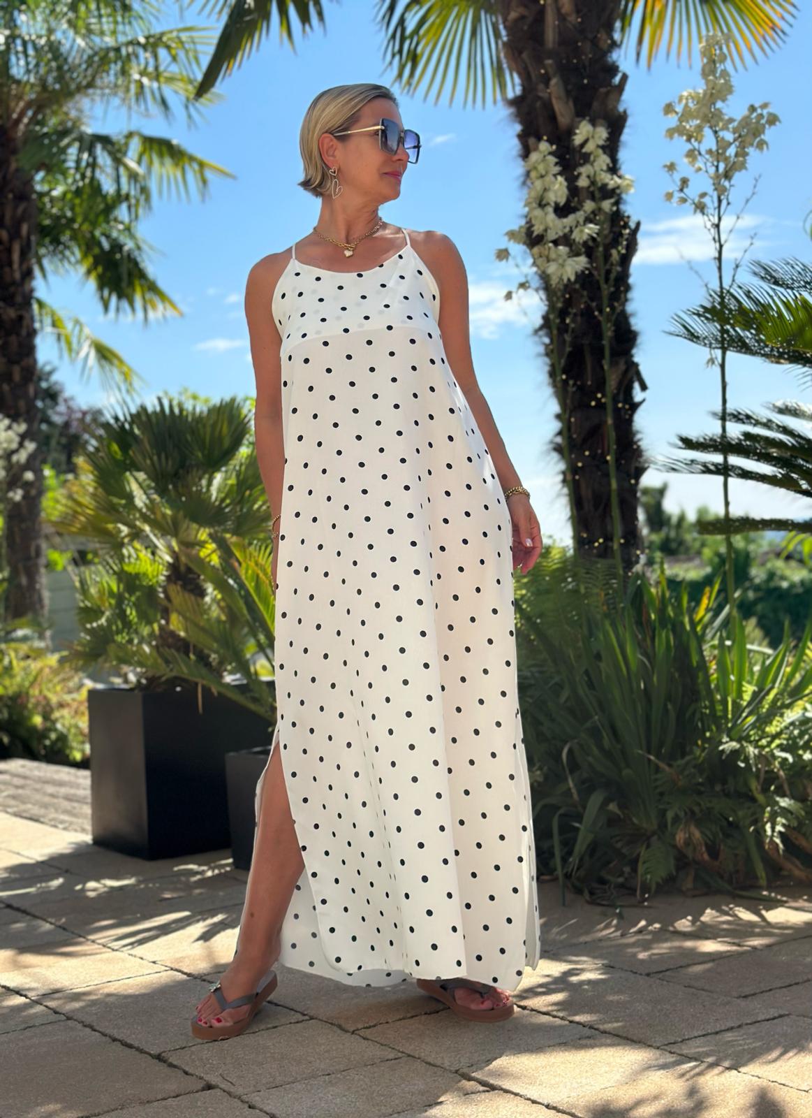 Maxikleid "DOLCE DOTS" in Weiss