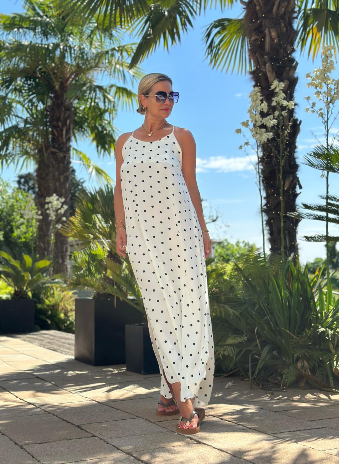 Maxikleid "DOLCE DOTS" in Weiss