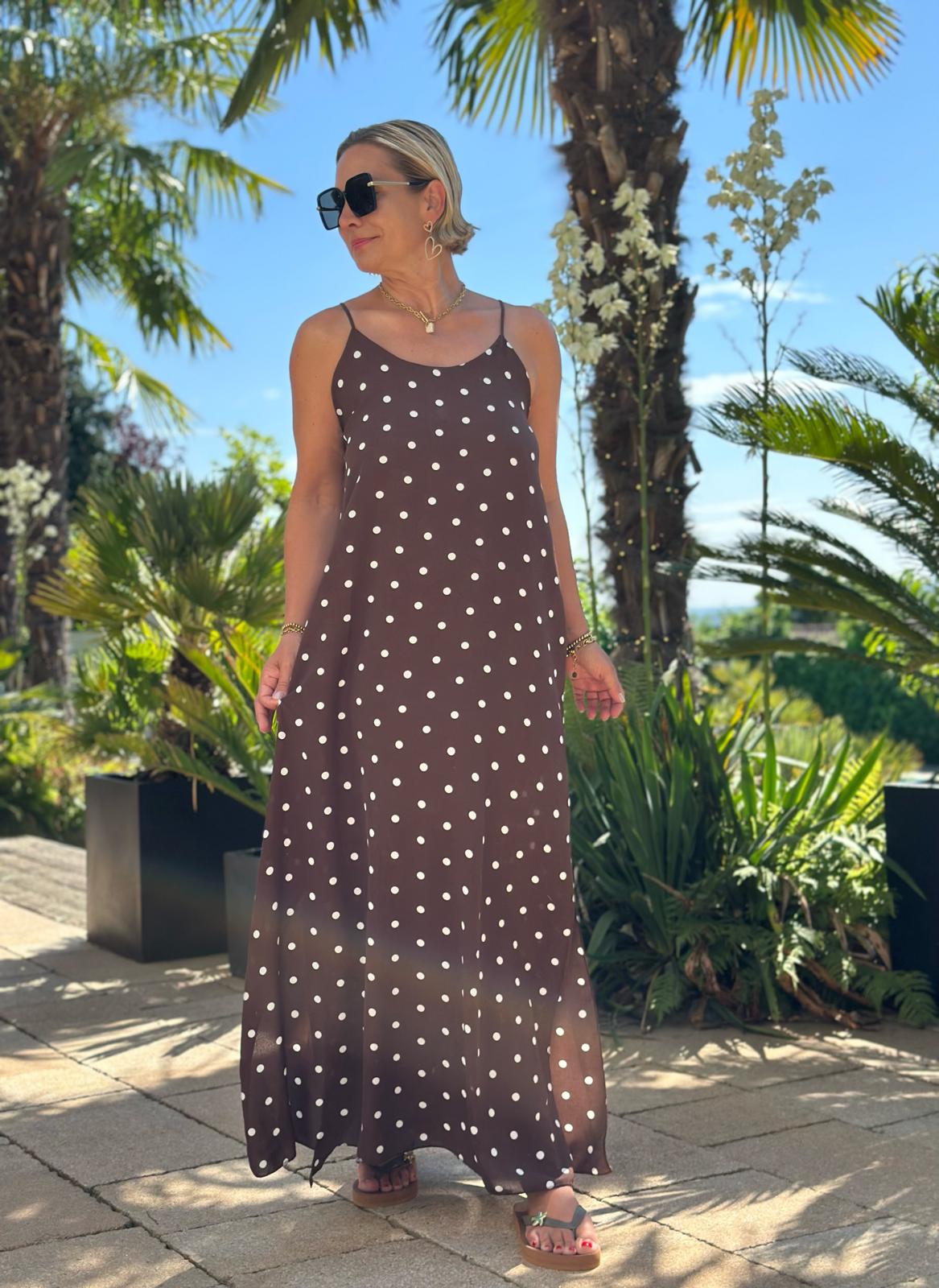 Maxikleid "DOLCE DOTS" in Braun