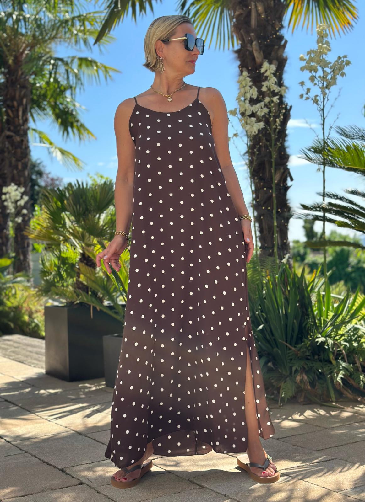 Maxikleid "DOLCE DOTS" in Braun