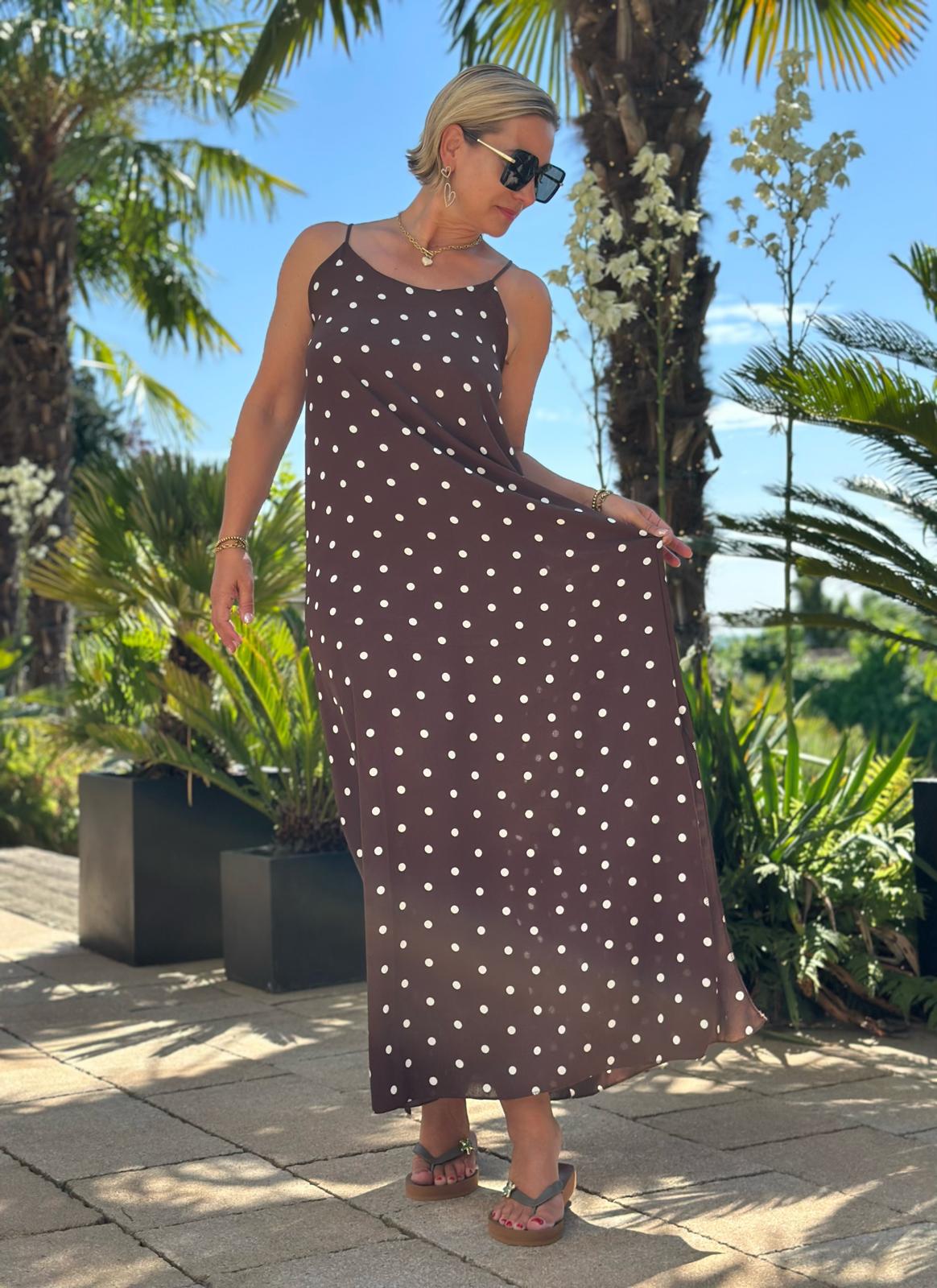 Maxikleid "DOLCE DOTS" in Braun