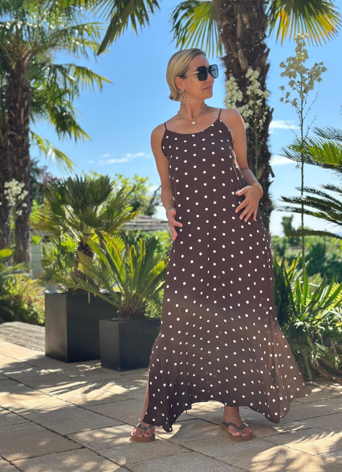 Maxikleid "DOLCE DOTS" in Braun