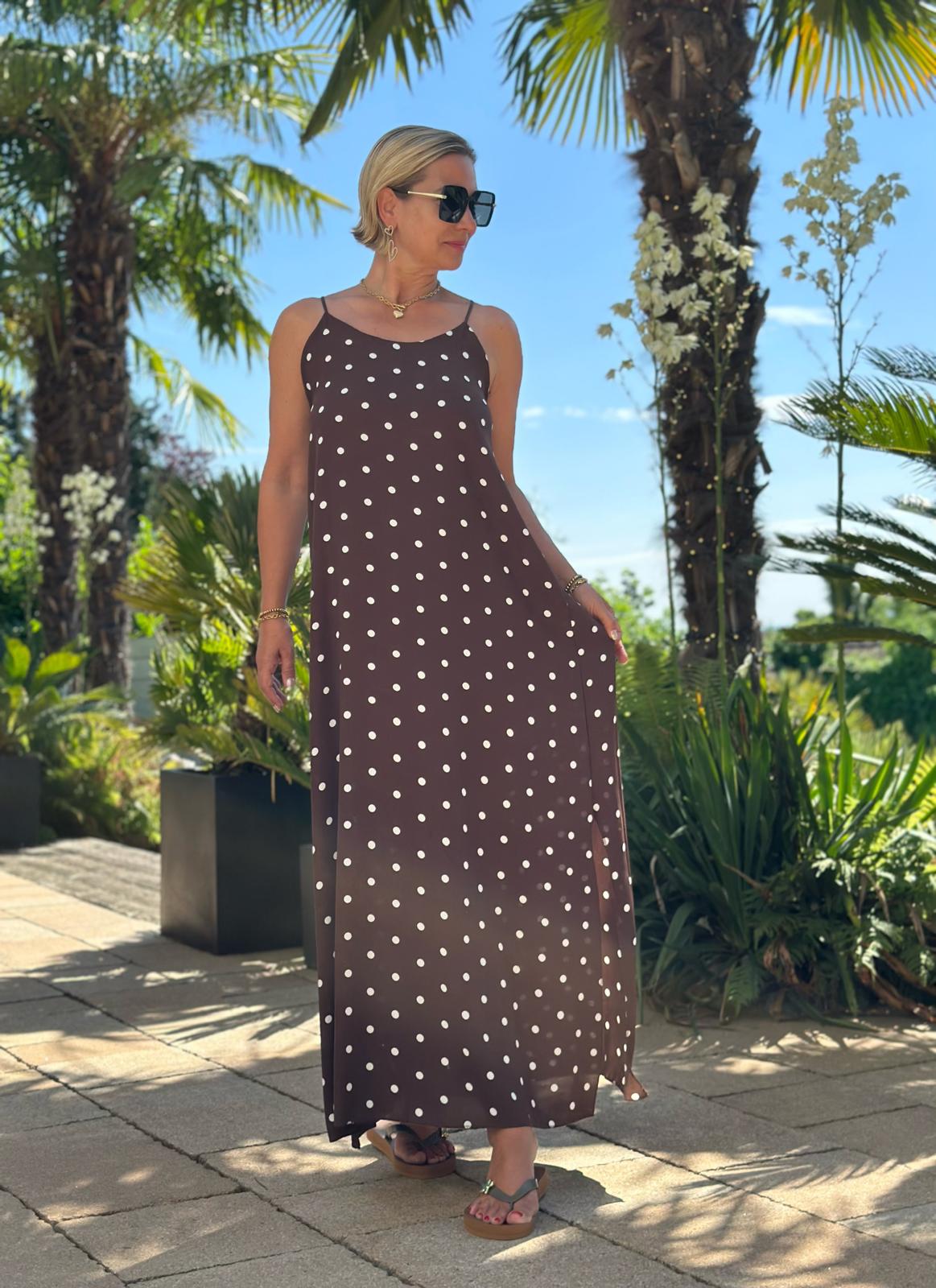 Maxikleid "DOLCE DOTS" in Braun