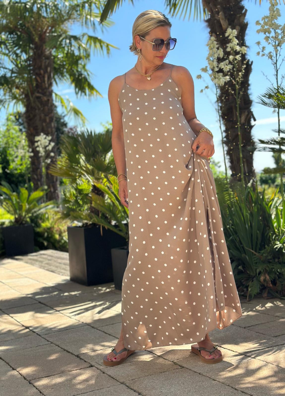Maxikleid "DOLCE DOTS" in Cremé
