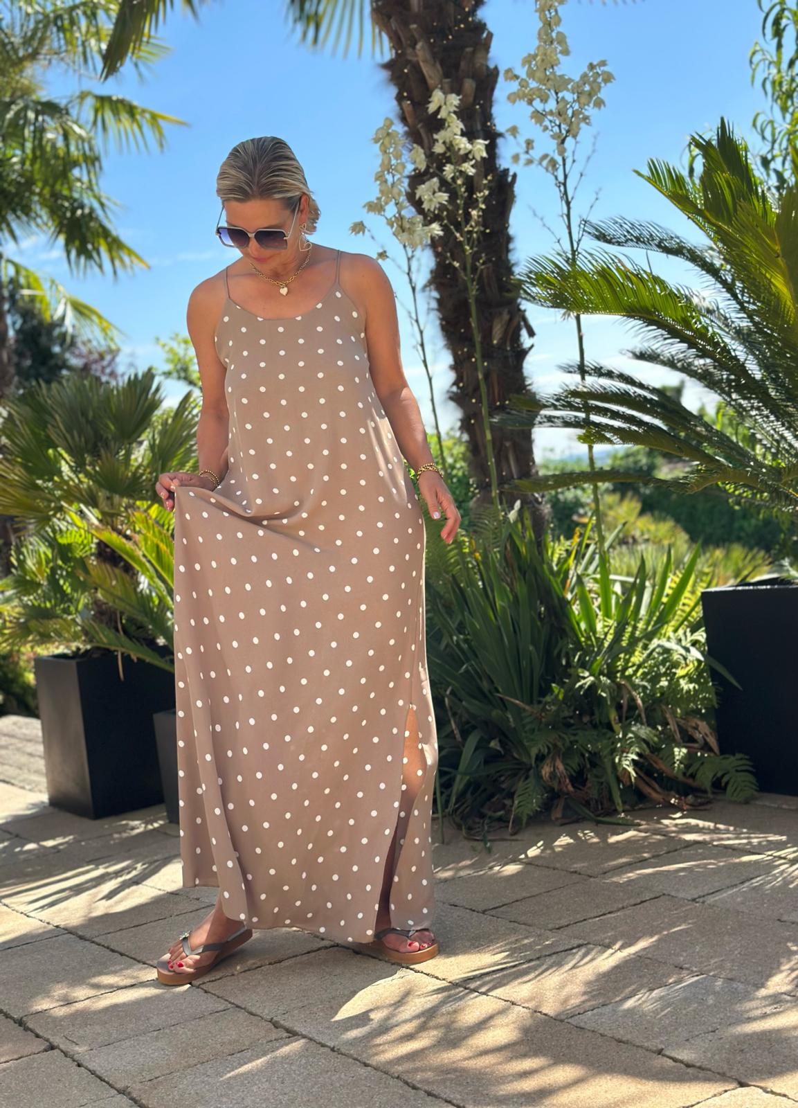 Maxikleid "DOLCE DOTS" in Cremé